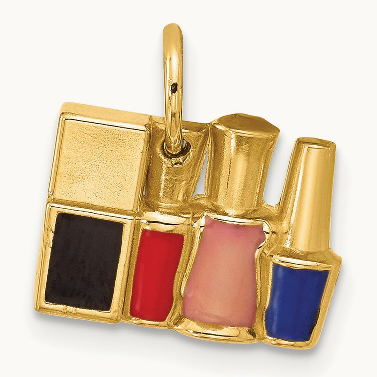 Nail Polish Bottles Charm, 14K Yellow Gold