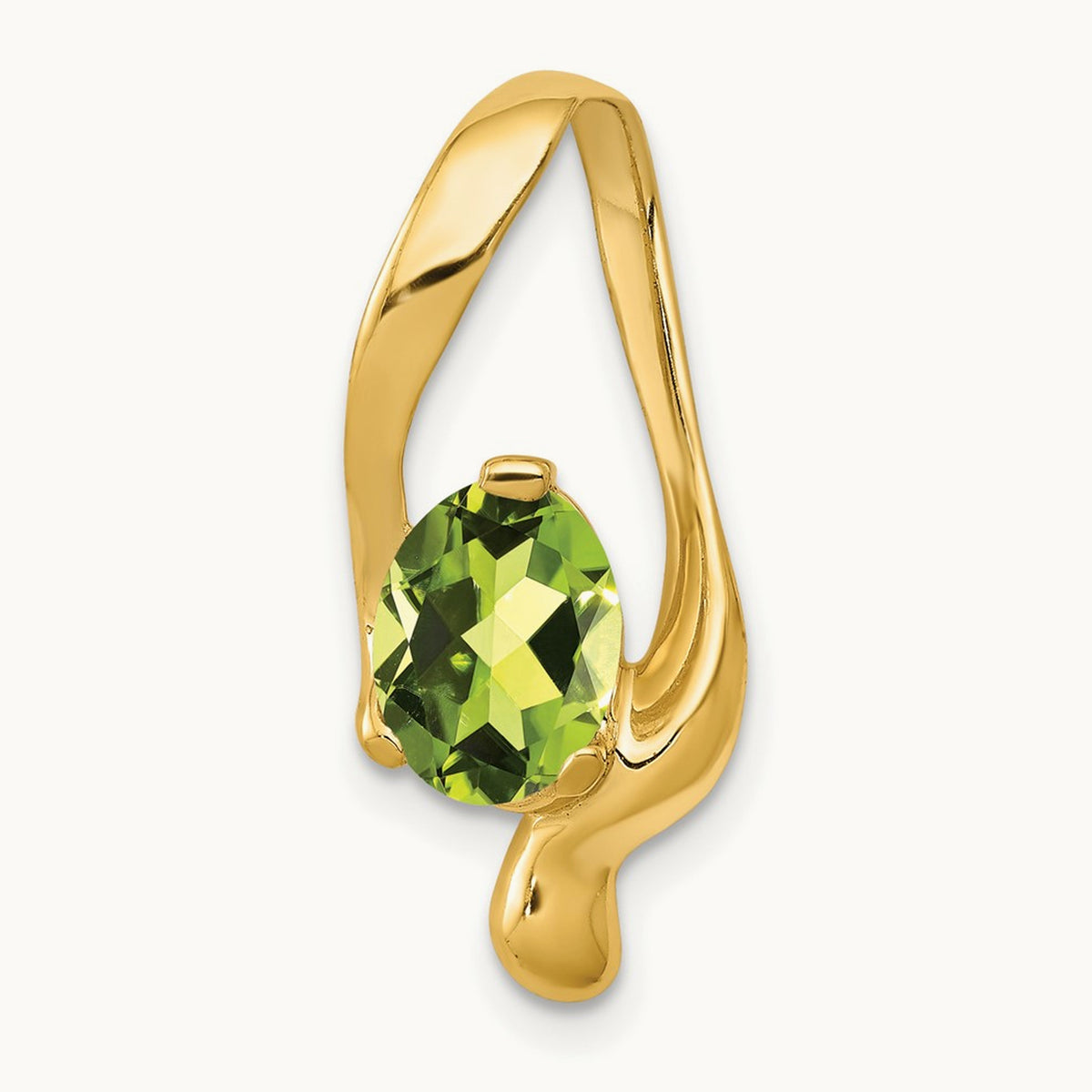 8x6mm Oval Peridot Slide, 14K