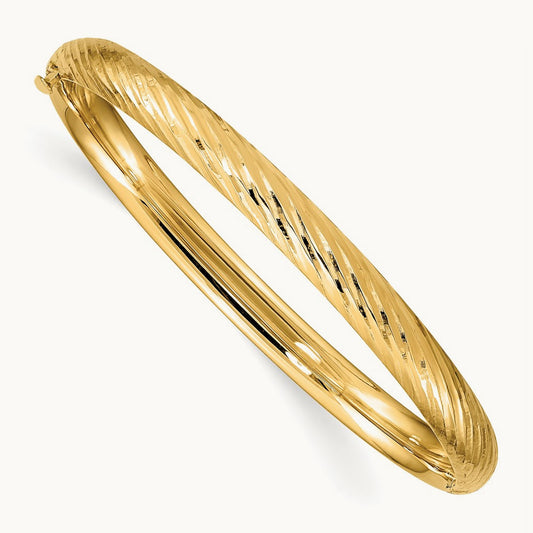 3/16 Textured Children's Hinged Bangle, 14K