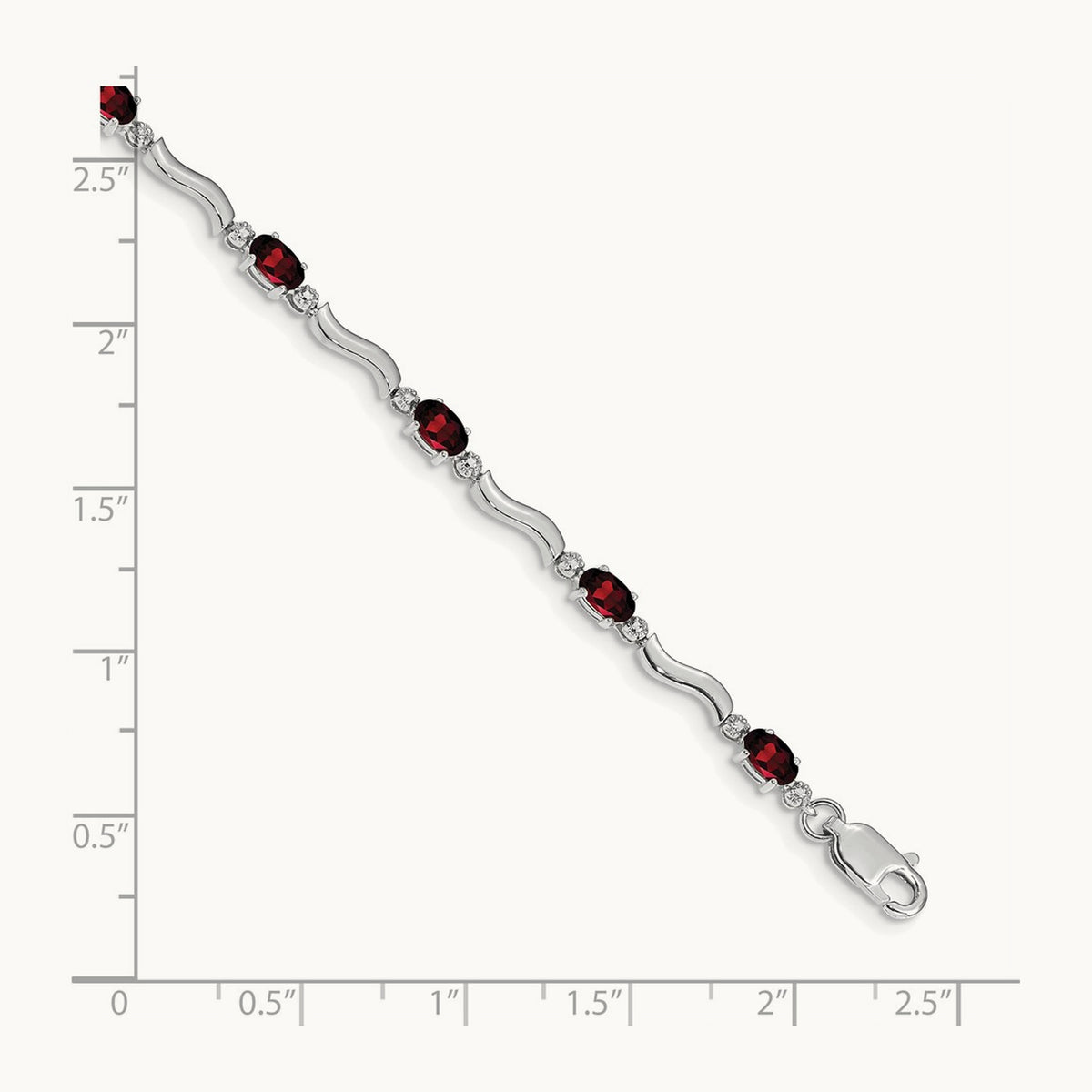 Fancy Diamond and Garnet Bracelet, 14K White Gold