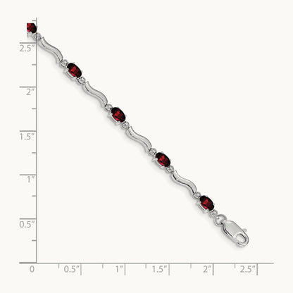 Fancy Diamond and Garnet Bracelet, 14K White Gold