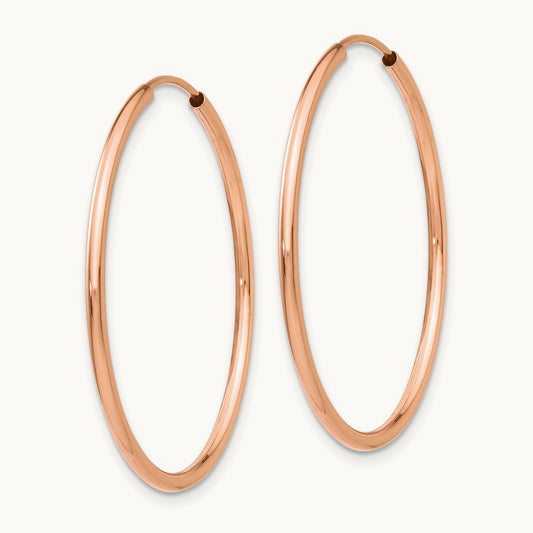 Polished Endless Tube Hoop Earrings, 1.50mm, 14K Rose Gold