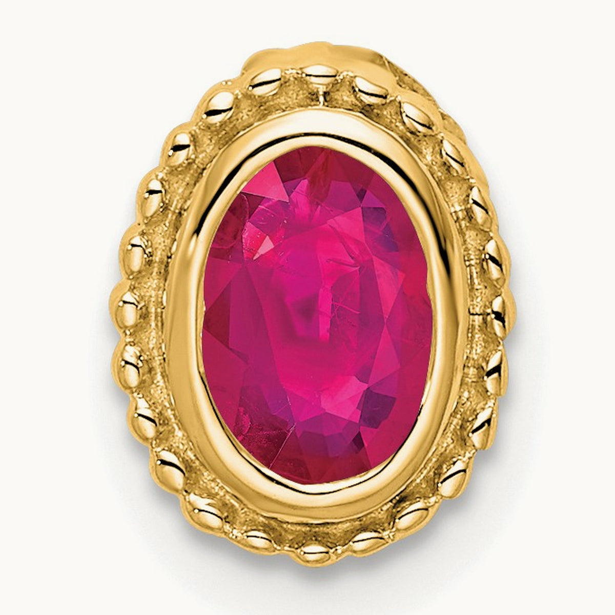 Oval Ruby Chain Slide — 14K Yellow Gold