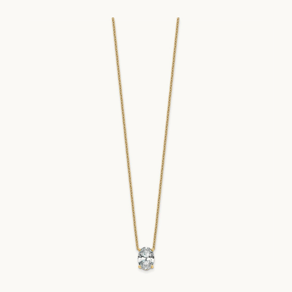 Oval Pendant Necklace, 0.25-4.00 ct tw Lab-Grown Diamond — 2 ct, 14K Yellow Gold