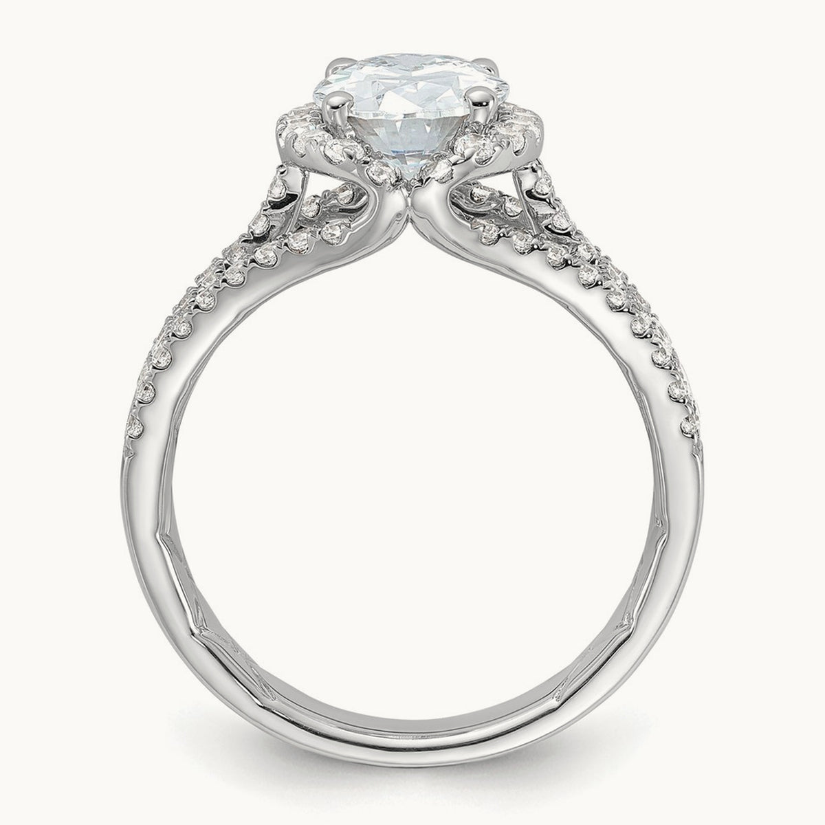 Halo Engagement Ring — 14K White Gold, 7