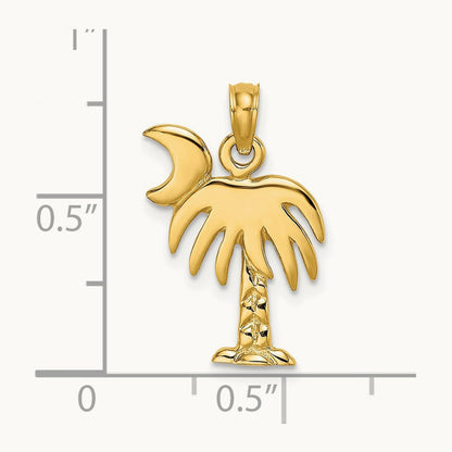Polished Charleston Palm Tree Charm — 14K Yellow Gold