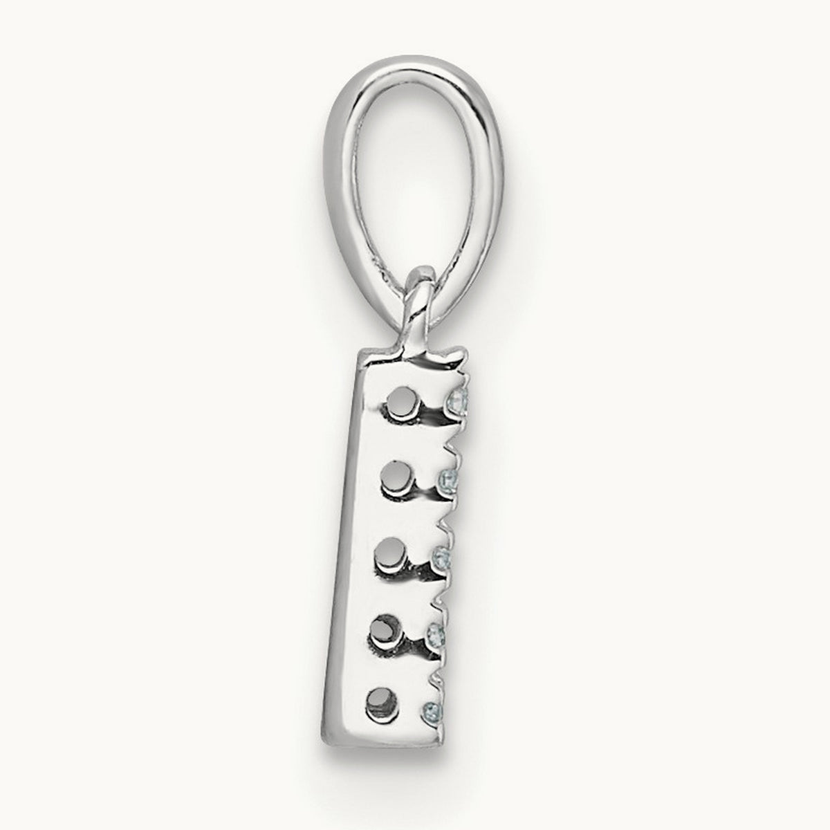 Diamond Initial with Bail Pendant — 14K White Gold, L