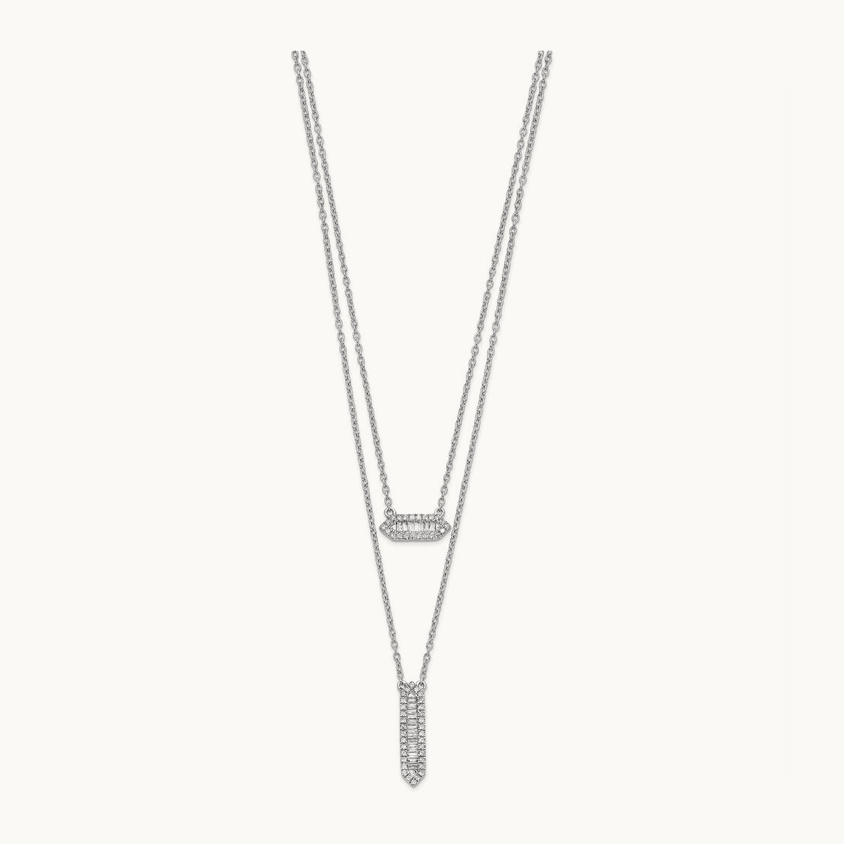 Double Strand 18in Necklace, 14K White Gold