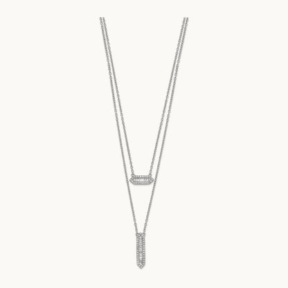 Double Strand 18in Necklace, 14K White Gold