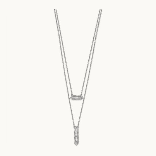 Double Strand 18in Necklace, 14K White Gold