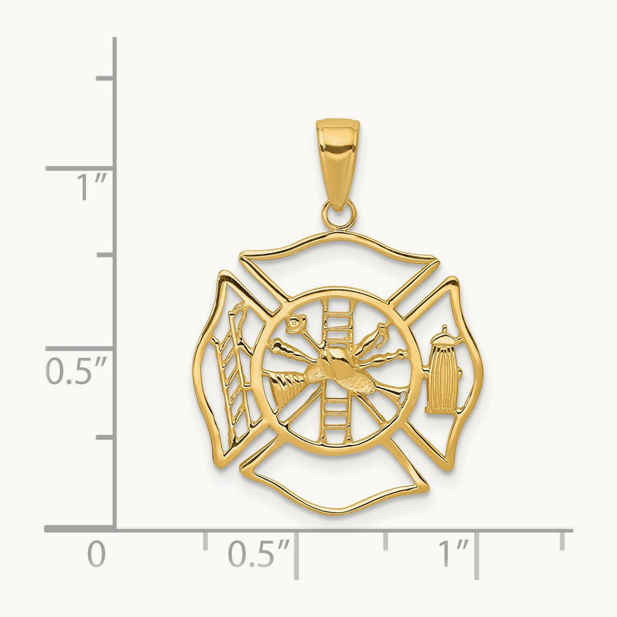 Fireman Shield Charm in 14K Yellow Gold