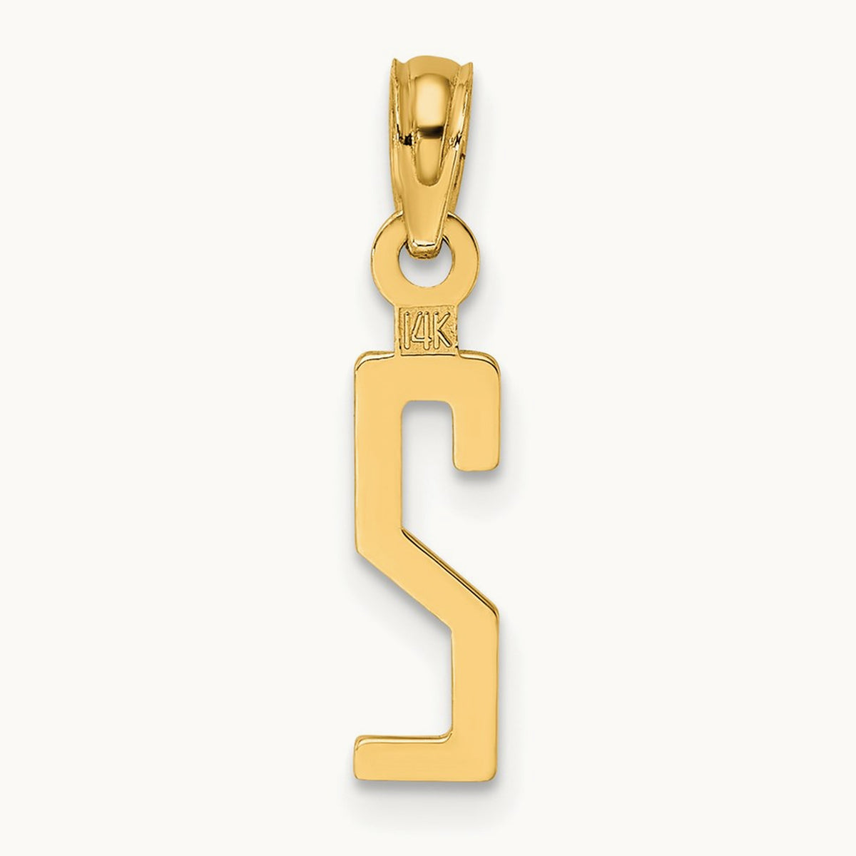 Polished Number 2 Pendant — 14K Yellow Gold, 18.44mm