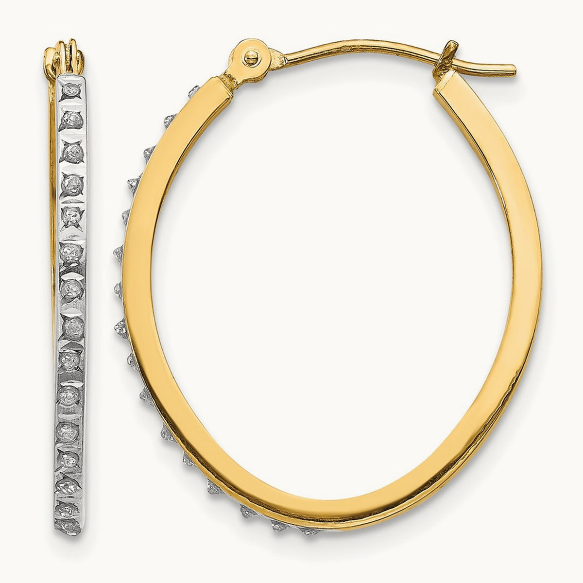 Diamond Fascination Diamond Dust/Accent Oval Hoop Earrings — 29mm