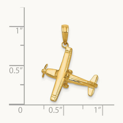 3-D High-Wing Airplane Pendant — 14K Yellow Gold
