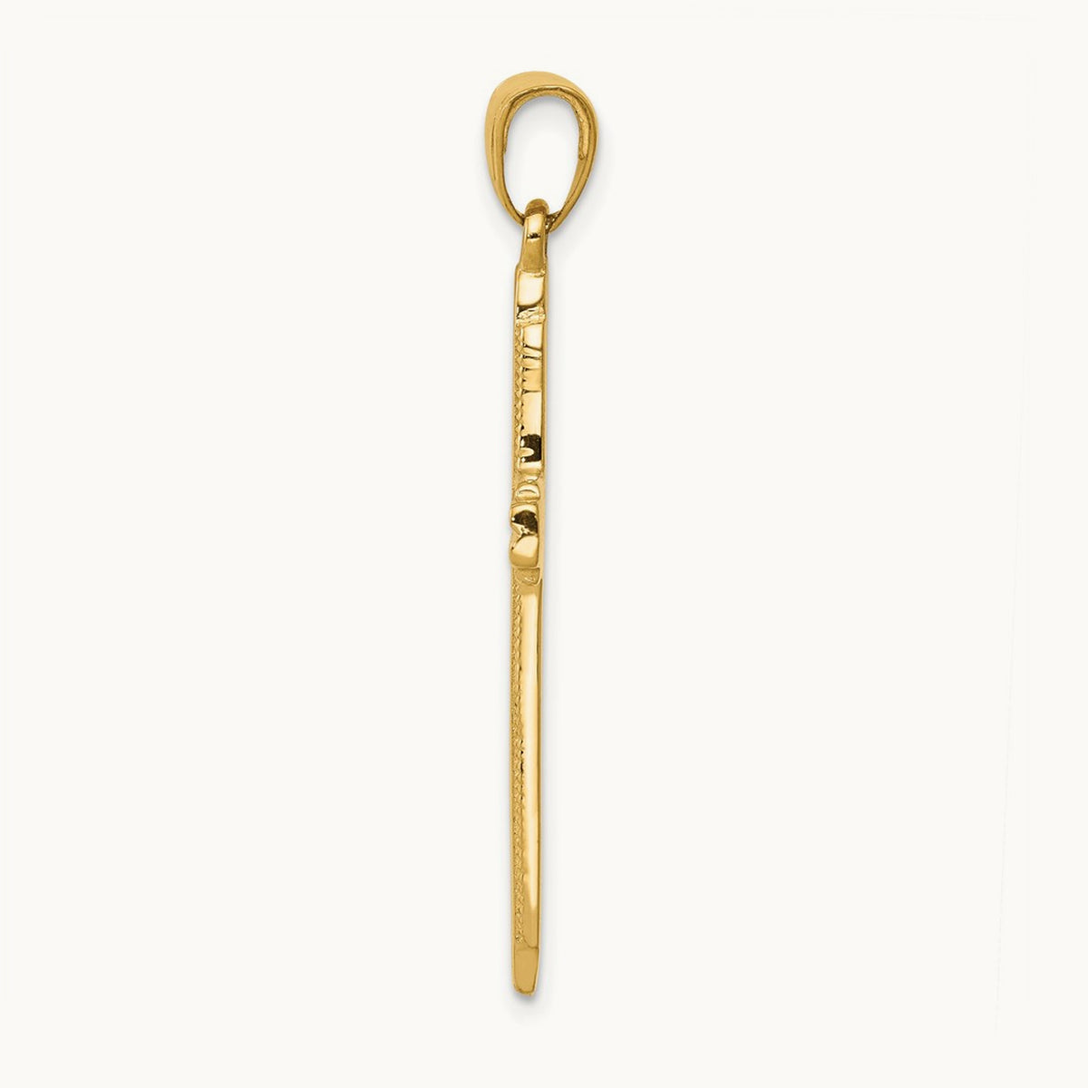 Textured Outline Cross Pendant, 14K