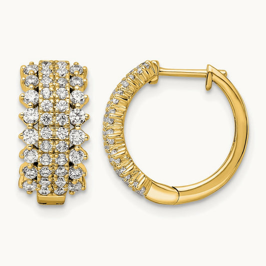 Hinged Hoop Earrings, 1.00-3.00 ct tw Lab-Grown Diamond — 1 ct, 14K Yellow Gold