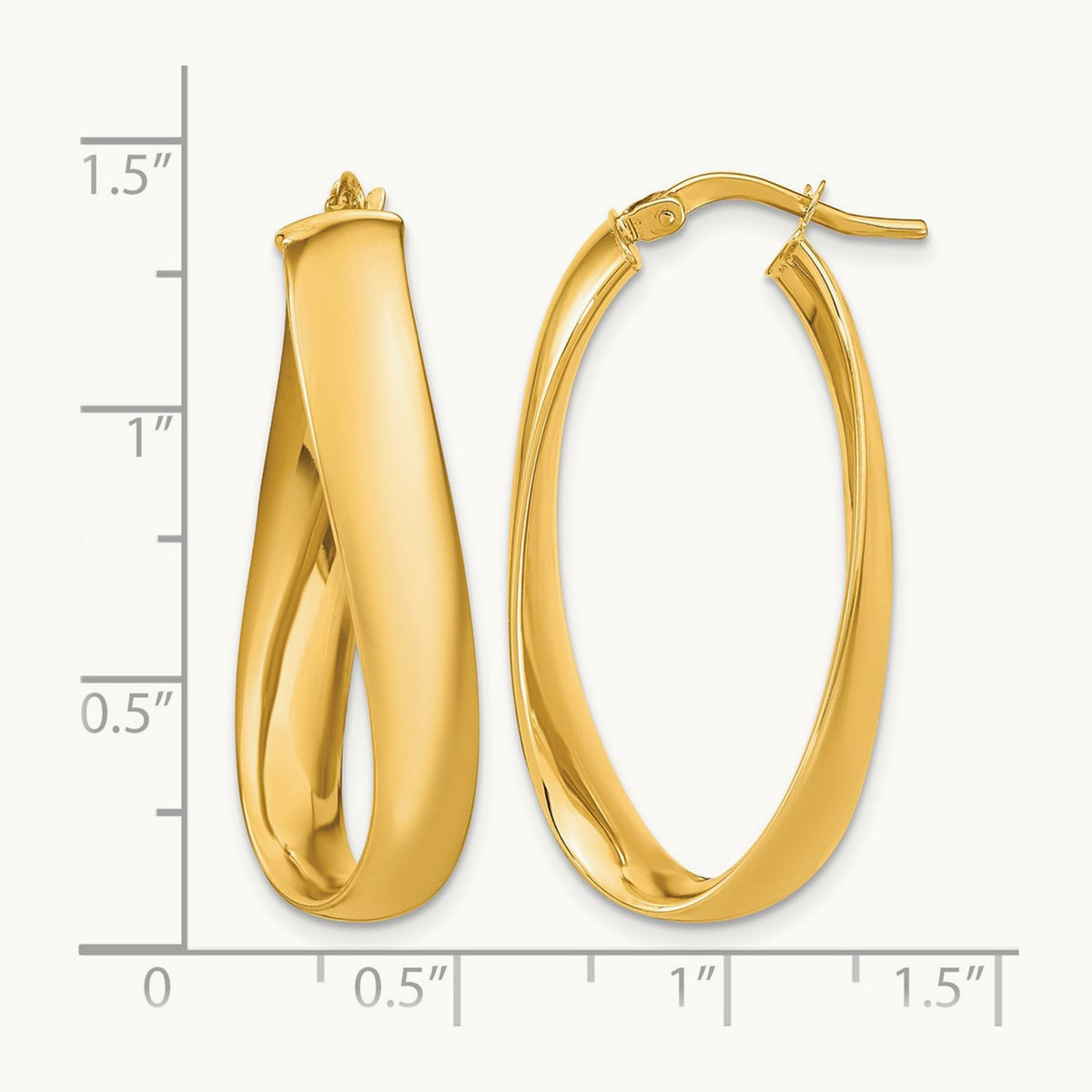 Twisted Oval Hoop Earrings, 6mm, 14K