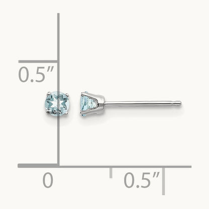 Aquamarine Stud Earrings — 3mm