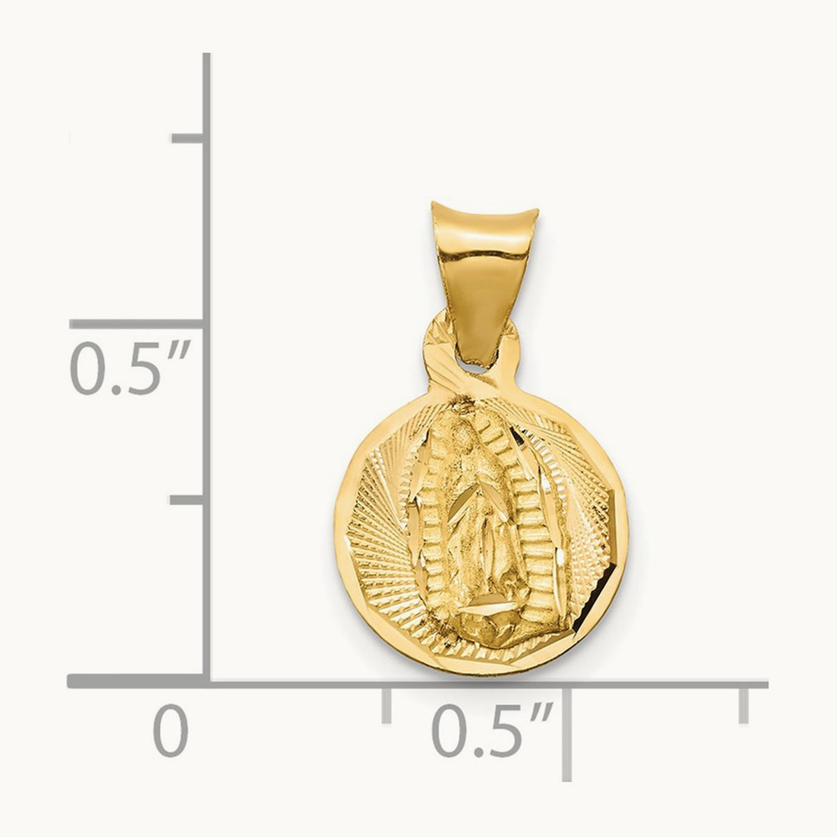 Polished Diamond-cut Lady Of Guadalupe Circle Pendant — 14K Two-Tone Gold, 17.4mm