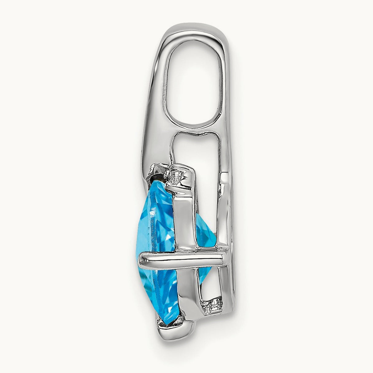Cushion Blue Topaz and Diamond Pendant — 14K White Gold