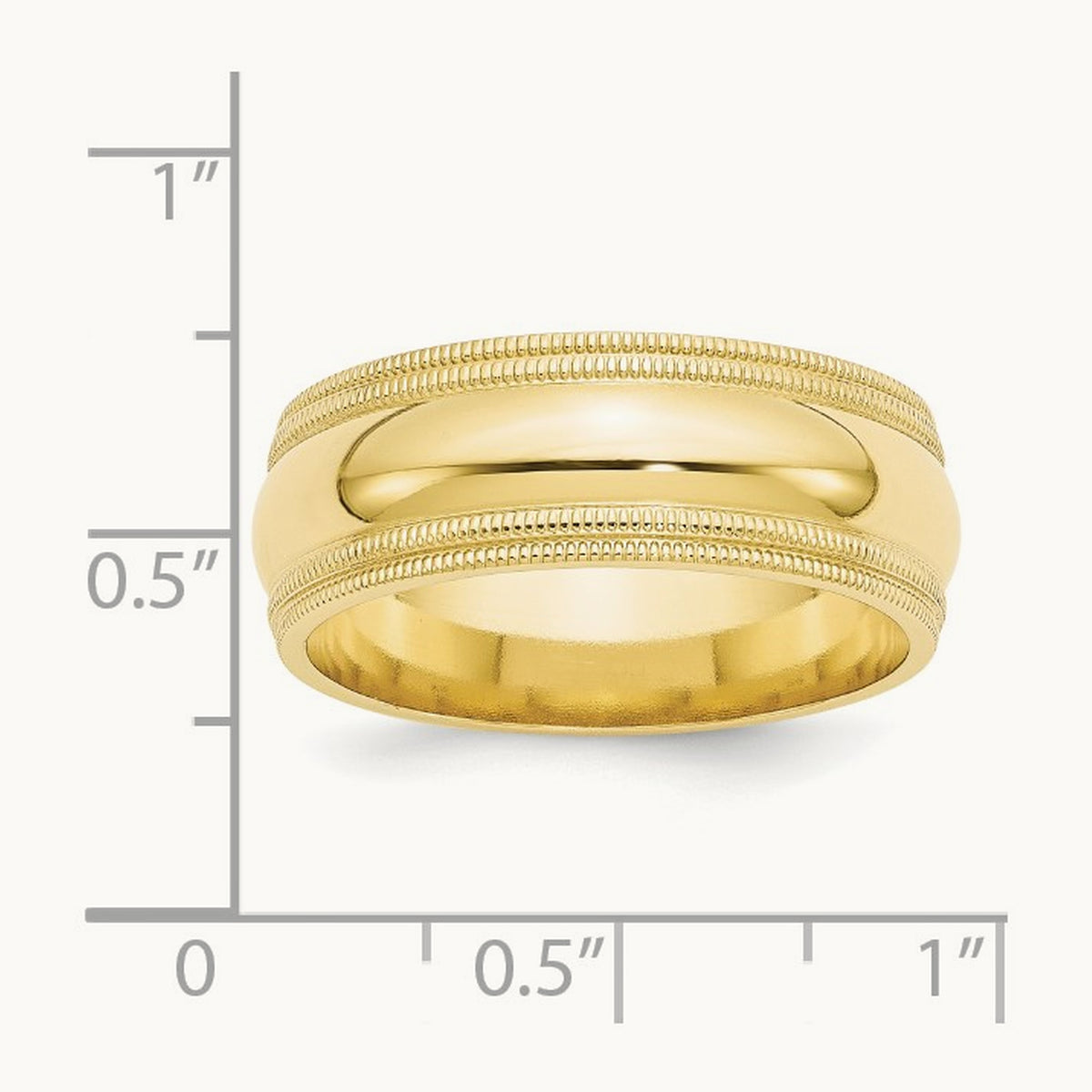 Double Milgrain Comfort Fit Band, 8mm, 10K Yellow Gold