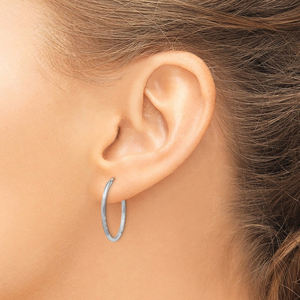 Diamond-cut Endless Hoop Earrings — 20mm, 1.5mm