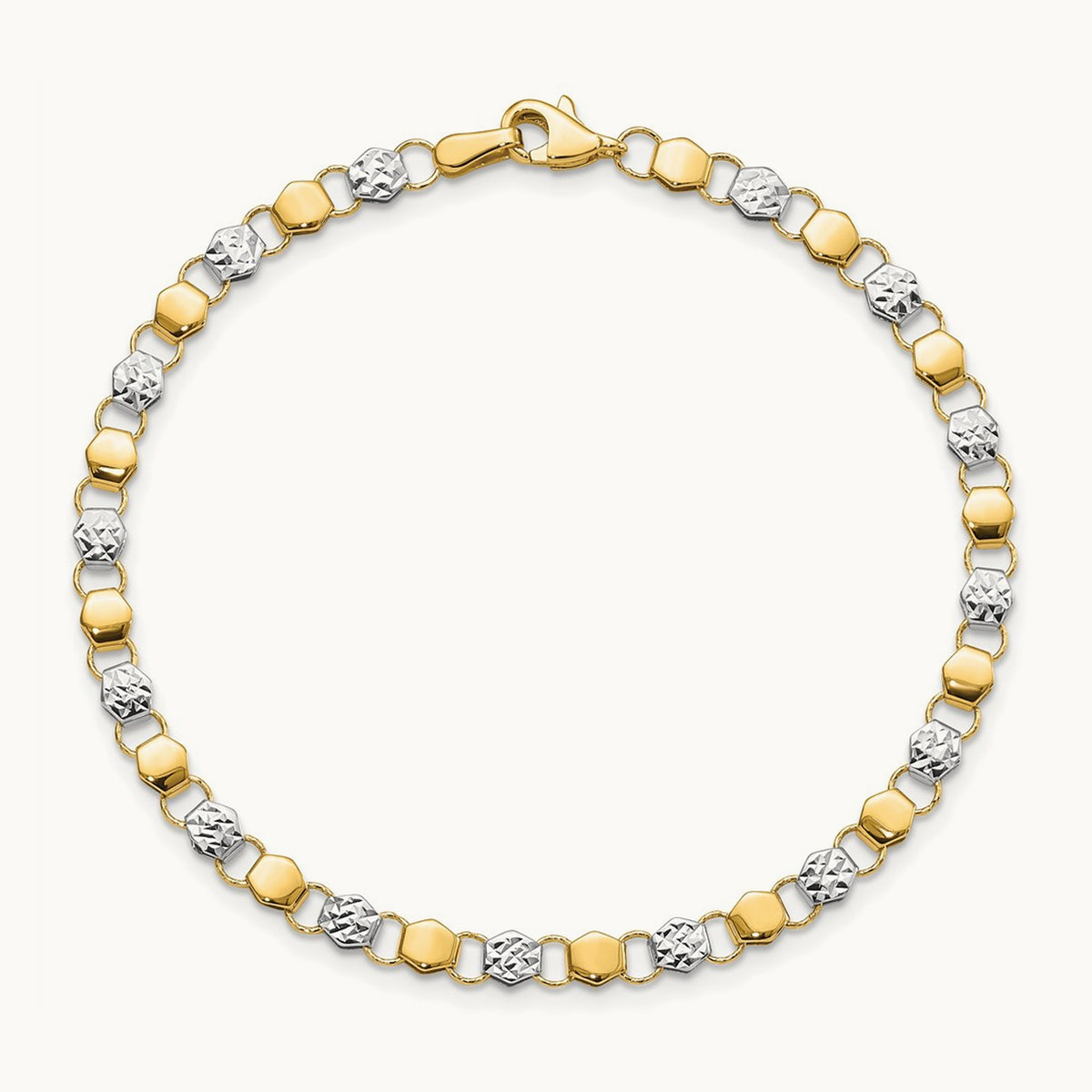 D/C Fancy 7.5in Bracelet, 14K with White Rhodium