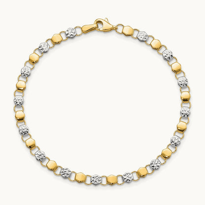 D/C Fancy 7.5in Bracelet, 14K with White Rhodium