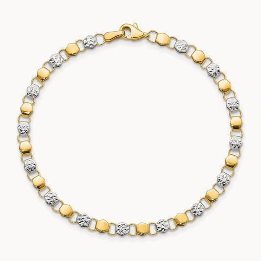 D/C Fancy 7.5in Bracelet, 14K with White Rhodium