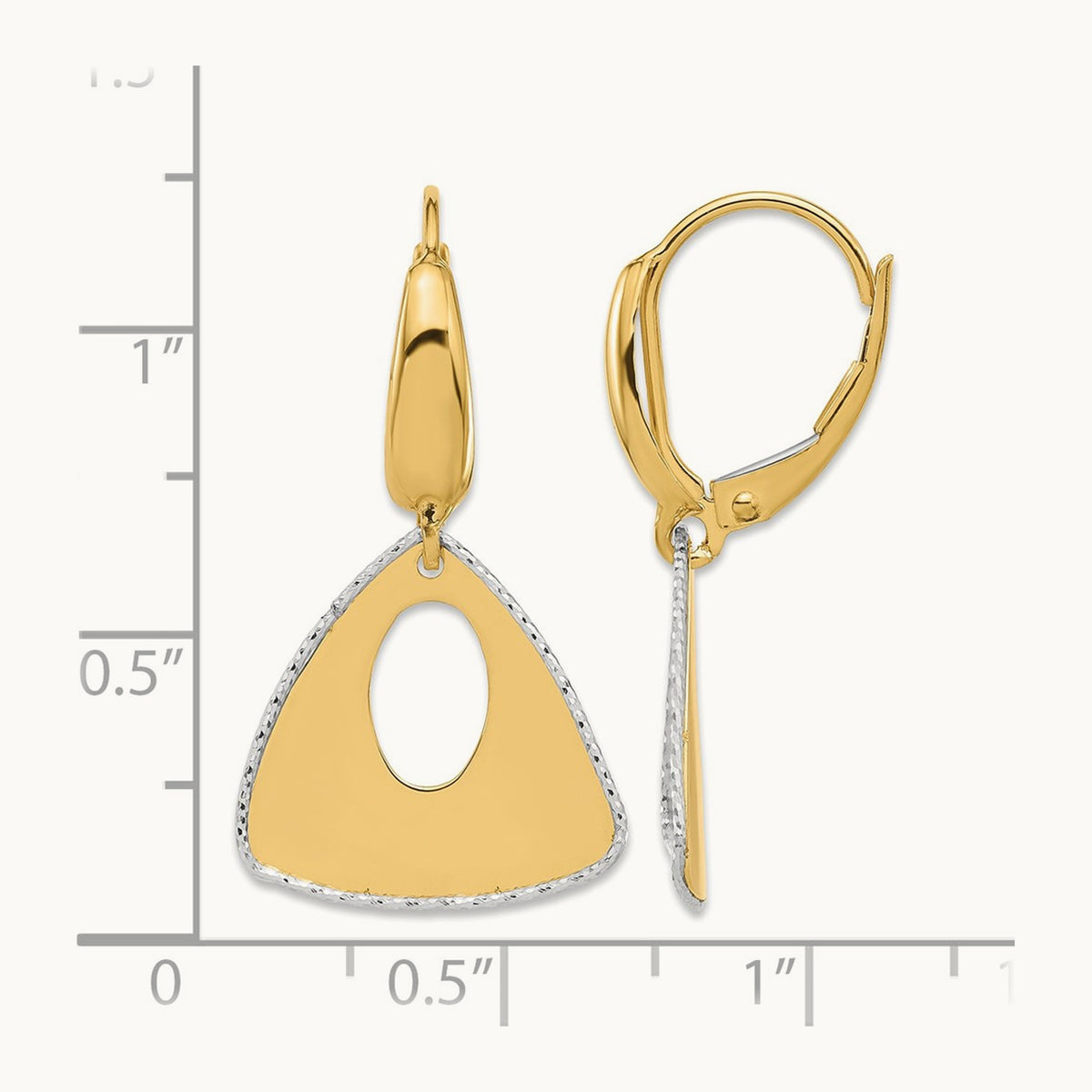 Pol and Dia-cut Triangle Dangle Leverback Earrings, 14K Two-tone — Leslie's