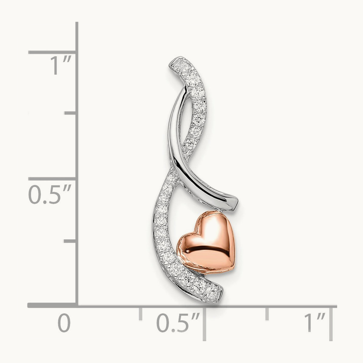 Heart Diamond Chain Slide, 14K Two-tone White with Rose