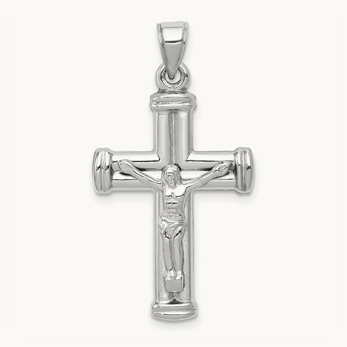 Reversible Crucifix Pendant — 14K White Gold, 35mm