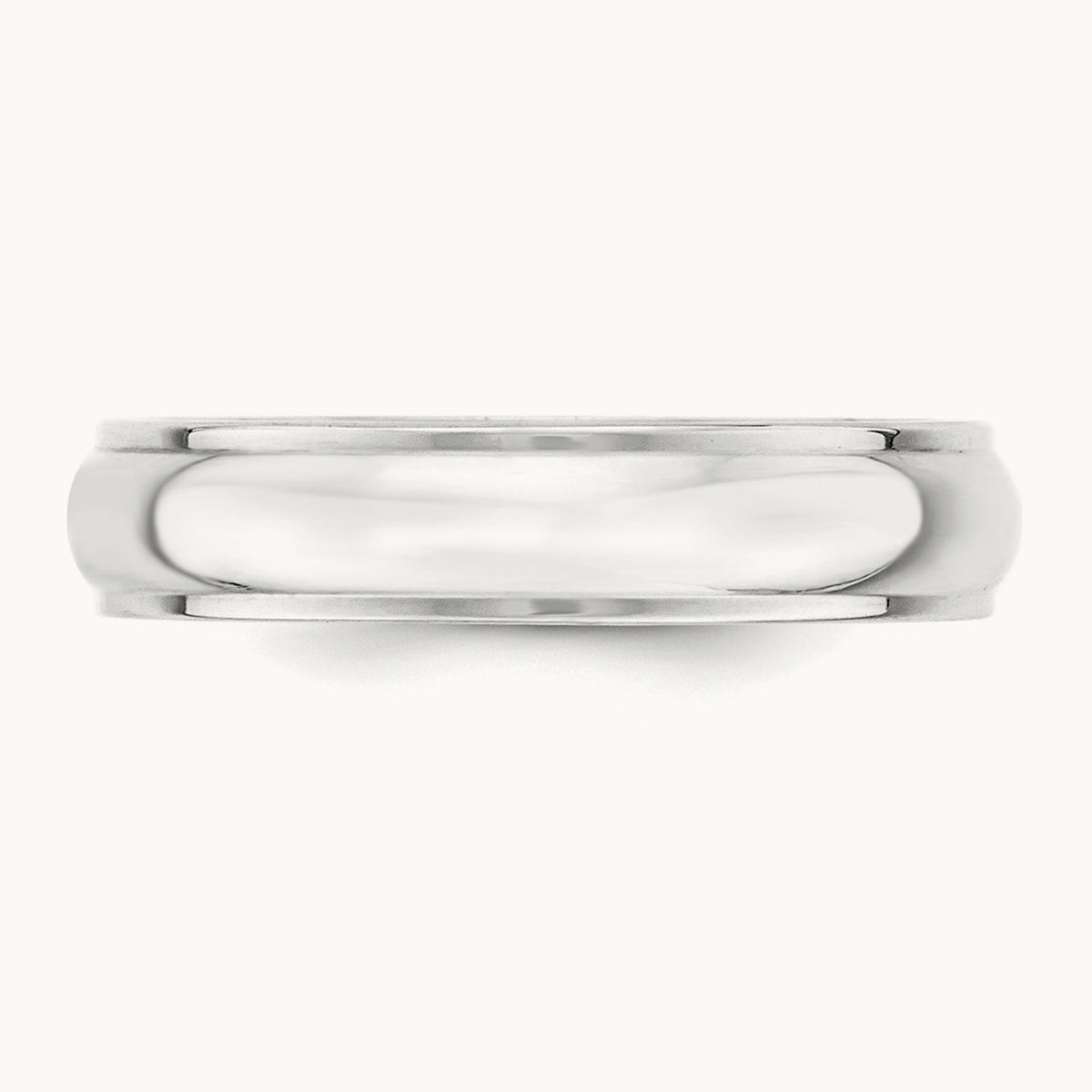 Half Round with Edge Band, 5mm, 10K White Gold