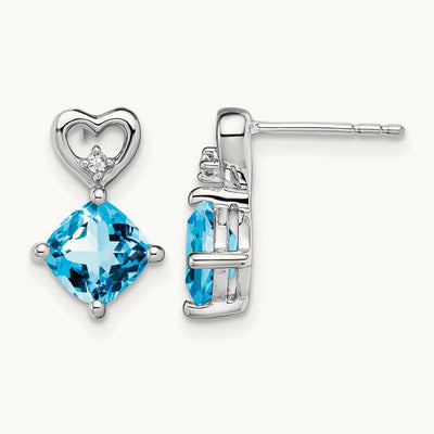 Blue Topaz and Diamond Heart Earrings — photo set