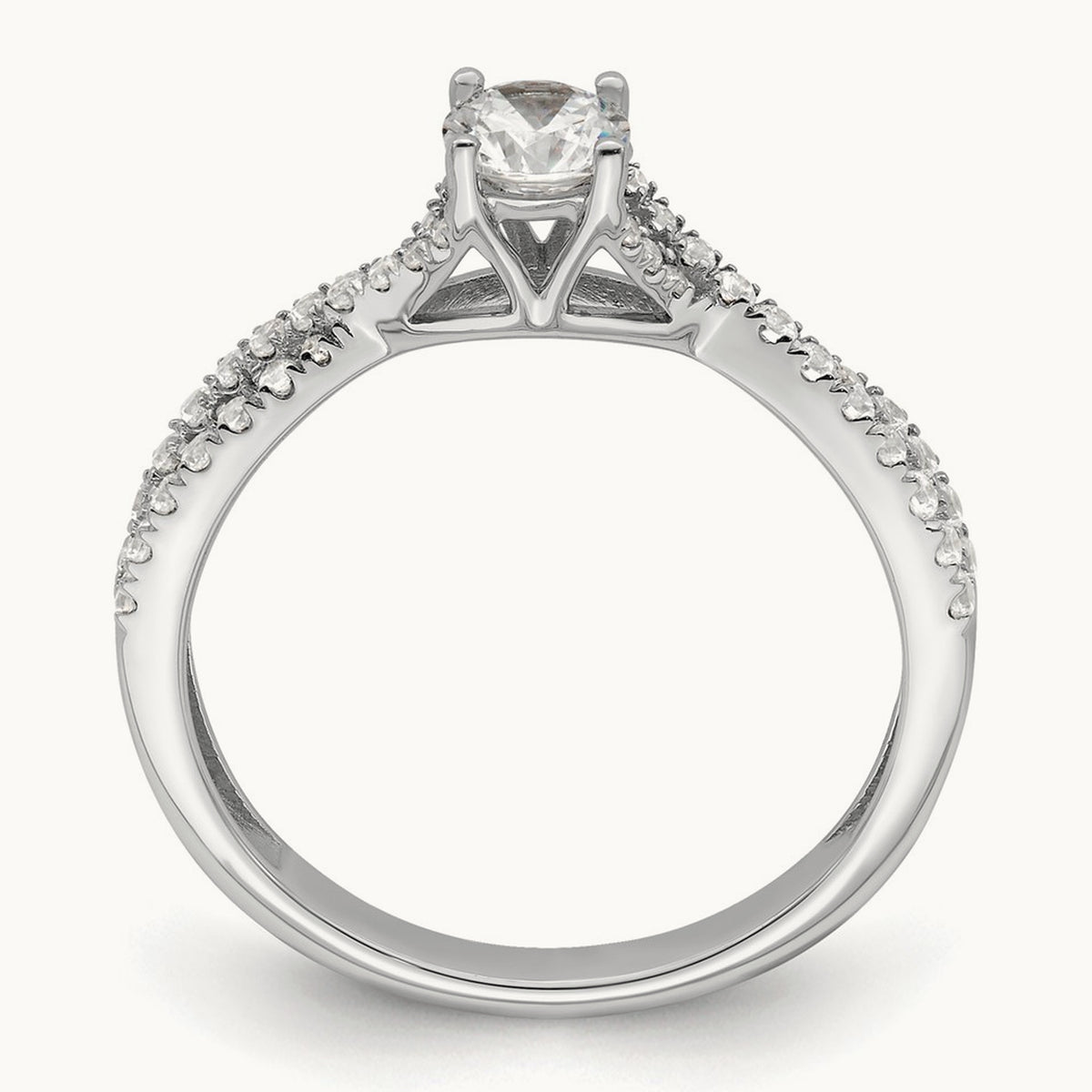 Polish Complete Round Dia. Engagement Ring, 14K White Gold