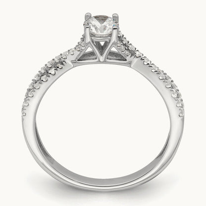 Polish Complete Round Dia. Engagement Ring, 14K White Gold