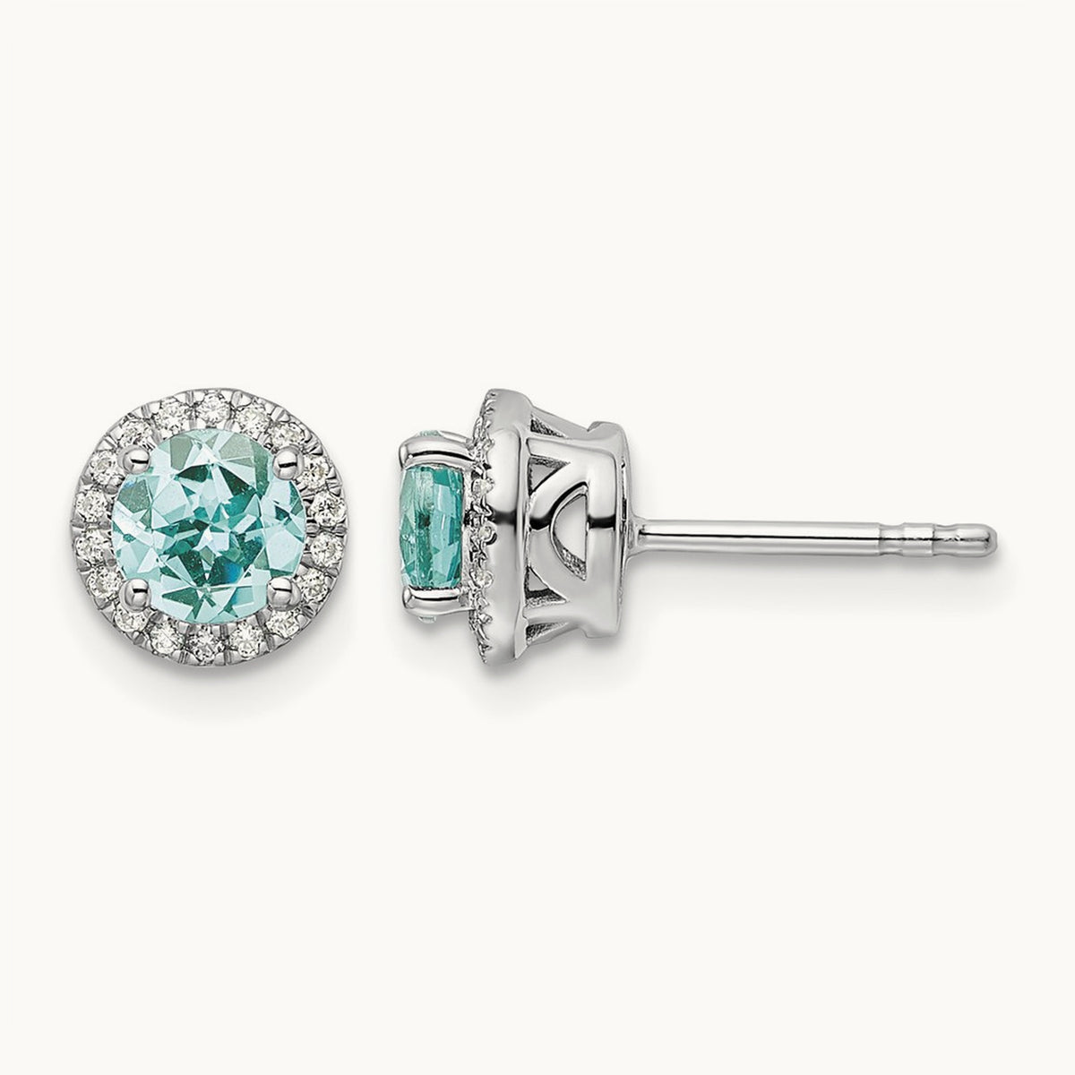 Created Paraiba Post Earrings, 0.15 ct tw Lab-Grown Diamond