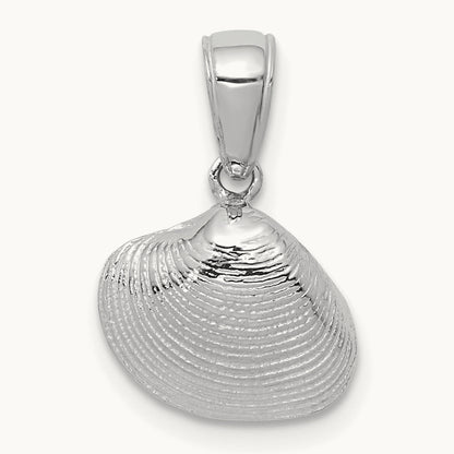 Small Clam Shell Pendant — 14K White Gold