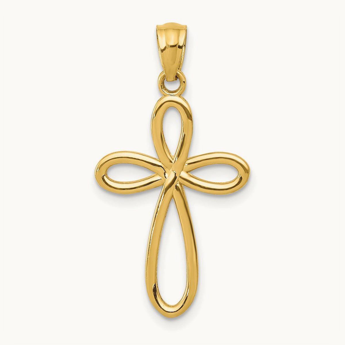 Ribbon Cross Pendant, 14K Yellow Gold