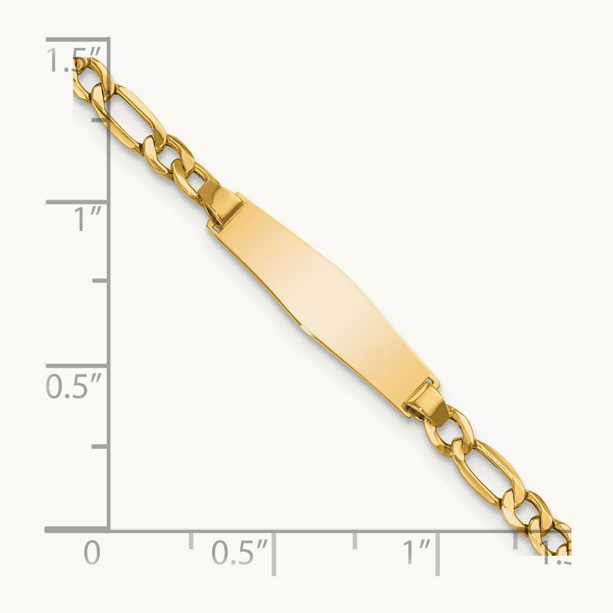 Semi-Solid Soft Diamond Shape Figaro Link ID Bracelet, 14K