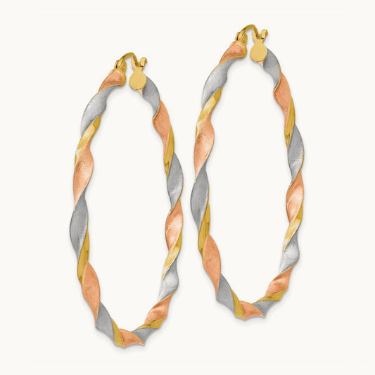 & Satin Twisted Hoop Earrings — photo set