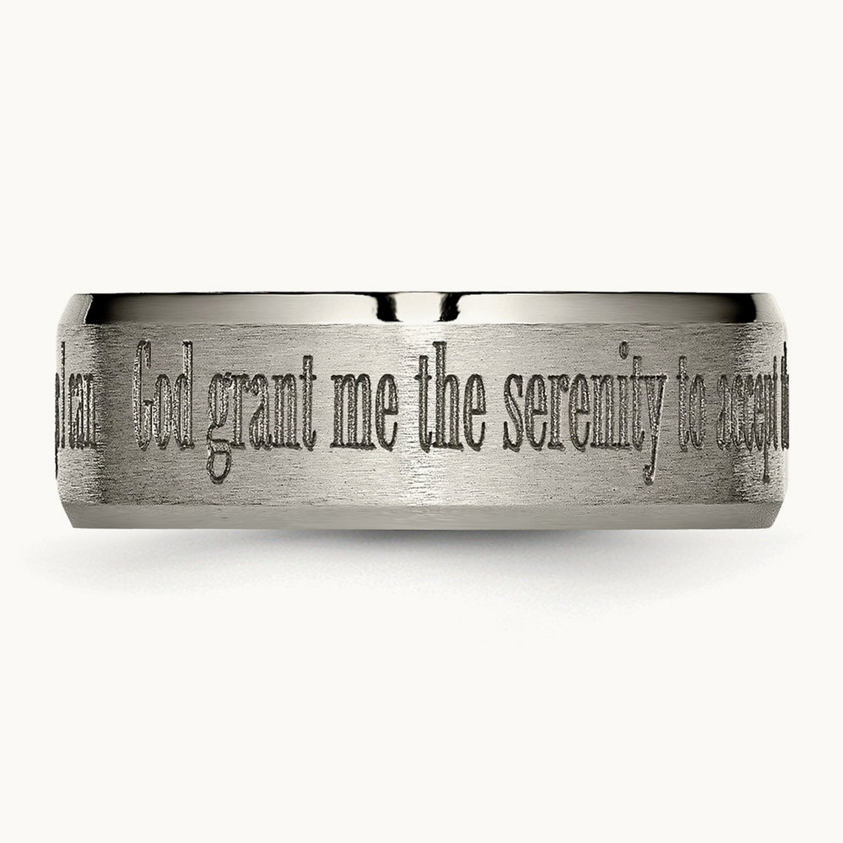 Brushed & Polished Serenity Laser Design Beveled Band — photo set