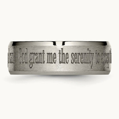 Brushed & Polished Serenity Laser Design Beveled Band — photo set