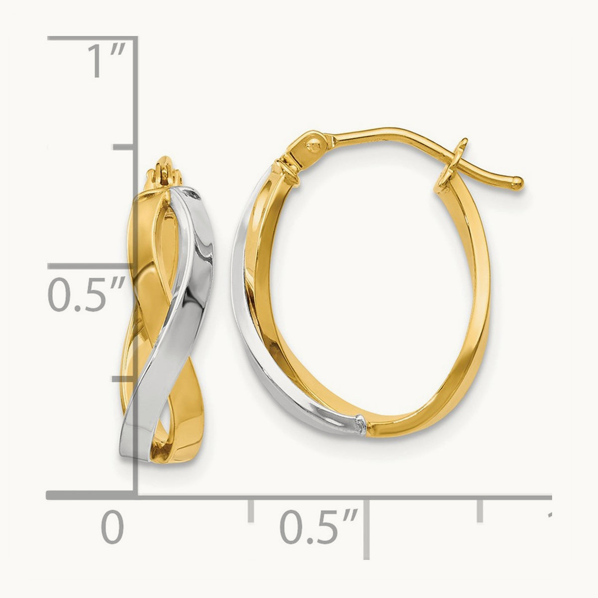 Polished Bypass Hoop Earrings, 14K with Rhodium — Leslie's