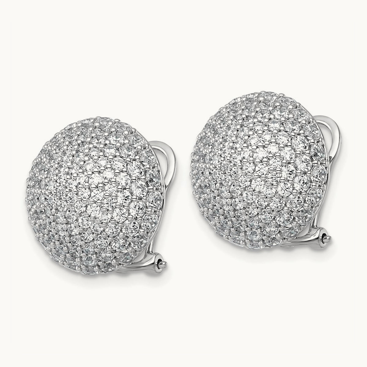 Pave Ball Leverback Post Earrings, 1.50-4.00 ct tw Lab-Grown Diamond — 4 ct, 14K White Gold