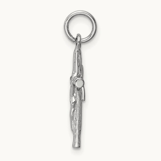 Crucifix Pendant, 14K White Gold