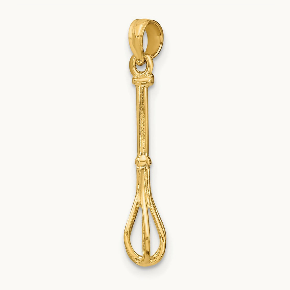3-D Polished Whisk Charm, 14K