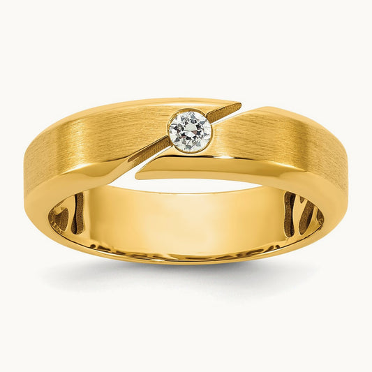IB Goodman Mens Satin Complete 1/10ct Diamond Ring, 14K Yellow Gold