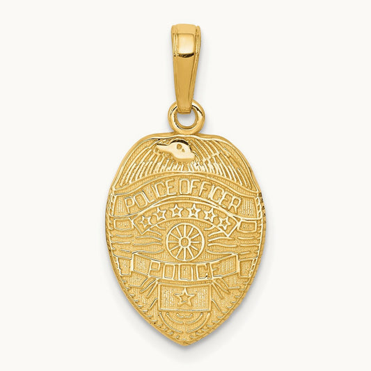 Police Officer Badge Pendant, 14K