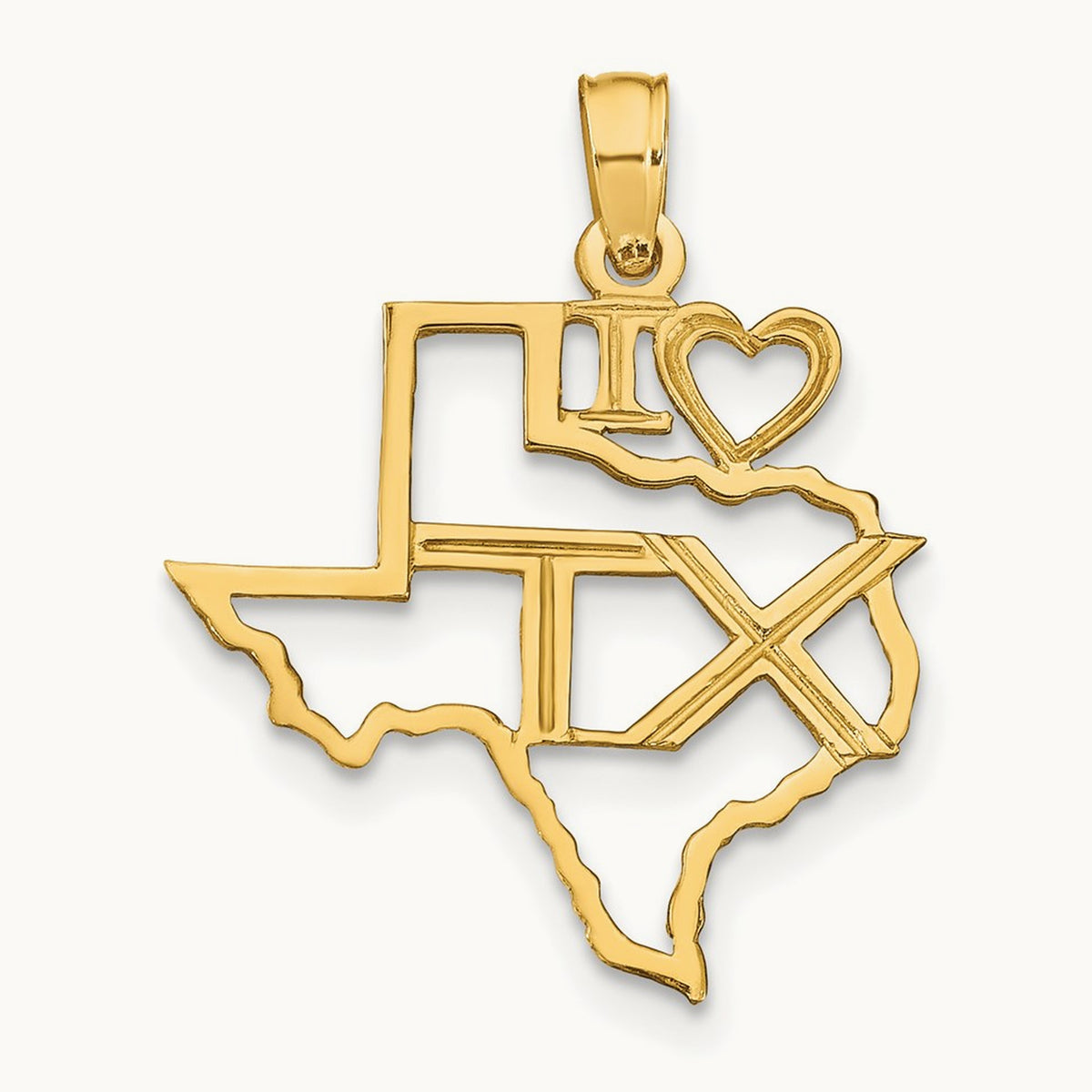 Solid Texas State Pendant, 14K